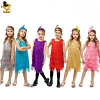 Kids Girl's Fashion Flapper Stain Dress Costume Halloween Party Costumes