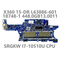 For HP X360 15-DR 15M-DR Mainboard L63886-601 L63886-501 L63886-001 18748-1 448.0GB13.0011 SRGKW I7-10510U CPU 100% Tested Good