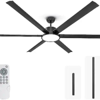 72inch Ceiling Fans with Lights and Remote Industrial DC Motor Metal Ceiling Fan for Living Room, Family Room Farmhouse, G