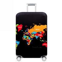 Map Design Luggage Protection Cover+Straps Thickened Wear-Resistant Polyester Fiber Dust Cover Travel Accessories
