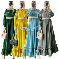 Gamis Dress Sienna Pesta Kondangan Wanita Muslim Jumbo Ld 140 130 120 110 104 98 92 Bahan Ceruty Bab