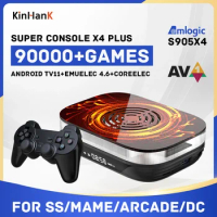 KINHANK Amlogic S905X4 Super Console X4 Plus Retro Game Console Built-in 90000 Games for NDS/Sega Saturn/DC/MAME/SS 4K HD TV Box