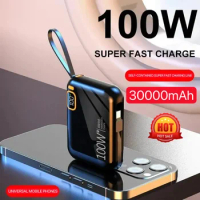 30000mah Portable Power Bank PD100W USB to Type C Cable Two-way Fast Charger Mini Powerbank for iPhone Xiaomi Samsung New Style