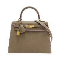 HERMES 愛馬仕 大象灰 Epsom皮革 Kelly 25 凱莉包 兩用包 U刻 【二手名牌BRAND OFF】