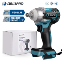 Drillpro Brushless Cordless Electric Impact Wrench 1/2 inch Screwdriver Socket Power Tools Compatible for 18V Battery
