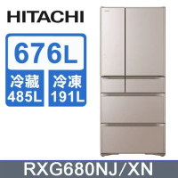 【HITACHI 日立】676公升日本原裝變頻六門冰箱RXG680NJ-琉璃金(XN)