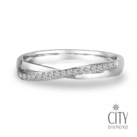 【City Diamond 引雅】『湖畔星河』14K天然鑽石白K金排鑽戒指 鑽戒 線戒 對戒(璀璨流光系列)