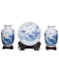 Jingdezhen Ceramic Vase Three Pieces Of Decoration Living Room Modern Chinese Home Decoration porcelain vase