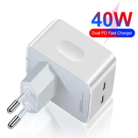 PD40W Fast Charging Charger Suitable For Apple Mobile Phone Charger Dual Type-c Charging Head Dual Quick Chargers Adapter