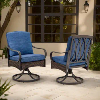 Patio Dining Chairs Set of 2, Outdoor Swivel Rocker Patio Chairs with Cushion, Wicker Patio Chairs for Garden, Backyard, Balcony