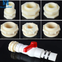NuoNuoWell Aquarium ABS Bulkhead Connector Bucket Water Tank Pipe Joints 1.2"-4" Big Size Drain Connector Leak-Proof