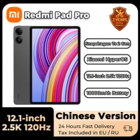 2024 Redmi Pad Pro Tablet 2 Gen Snapdragon 7s 12.1-inch 120Hz 2.5K HD Screen 4 Speakers 10000mAh Xiaomi HyperOS System Tablet Pc