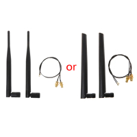Antena WiFi dwi-jalur RP-SMA perempuan, 2x6dBi, 2.4 GHz, 5GHz, 2 x RP-SMA IPEX MHF4, Kabel Pigtail u