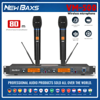 TOP！VM500 Wireless Microphone (Whole Metal) 2 Channels UHF Professional Mic Dynamic Handheld For Party Karaoke Church