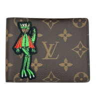 【二手名牌BRAND OFF】LOUIS VUITTON LV 路易威登 棕色 原花塗層帆布 SLENDER 二折短夾 M80156