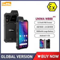 UNIWA W888 ATEX Explosion IP68 Walkie Talkie Smartphone Andriod 4GB 64GB Octa Core Mobile Phone 6.3" FHD 5000mAh Cellphone NFC