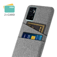 Luxury Fabric Phone Cover with Dual Card, Cover for Vivo V23E 5G, 6.44"
