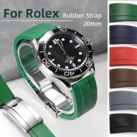 20mm Rubber Watch Strap Band for Rolex Submariner Daytona Datejust for Seiko 5 Diver TUNA for Omega Seamaster Bracelet Wristbelt
