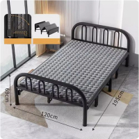 簡易摺疊床（【經濟款】經典黑+舒適法蘭絨床墊）【尺寸：長190*寬120cm】