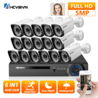 AHD DVR 16CH 8CH Security Camera System 5MP CCTV Camera System Waterproof CCTV Video Recorder Face Detection Analog Cam Kit P2P