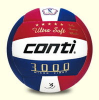CONTI 頂級超細纖維貼布排球(5號球) 紅/白/藍 中華民國排球協會 審定合格比賽用球 V3000-5【陽光樂活】