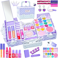 Girls Childrens Makeup Set  - 52  Childrens Safe Washable Cosmetics  Real Girl Makeup Set  Toddler M