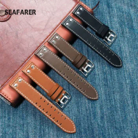 20mm22mm Double Row Hole Leather Straps for Hamilton Seiko Watch Band Rivet Mens Military Pilot Khaki Field Aviation Watch Belts