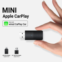 2024 Mini Apple CarPlay Wireless Adapter Car Play Dongle Bluetooth WiFi Fast Connect Plug and Play for OEM Wired CarPlay Car New
