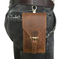Genuine Leather Mobile Phone Cover Case Pocket Hip Belt Pack Waist Bag Father Gift for Blackview BV5800 Pro Umidigi Z2 Pro