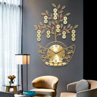 客廳創意時尚掛錶中國風傢用壁掛鍾臥室機芯靜音元寶個性裝飾鍾錶