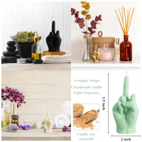 Middle Finger Scented Candle Aesthetic Pine Fragrance Vegan Soy Wax Aromatherapy Hand Gesture Candle Home Decor Room Ornament