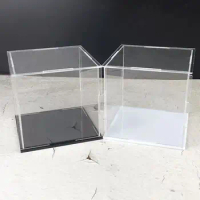 Black White Clear Acrylic Display Case Countertop Box Organizer Stand Dustproof Showcase for Action Figures/Toys/Collectibles