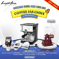 Paket Mesin Kopi Espresso / Mesin Kopi Ferratti Ferro FCM-3601 Snow White - Mini Brew 22 - 24 Merah