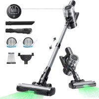 Proscenic P12 Cordless Vacuum Cleaner,Pet Hair Stick Vacuum W/ Touch Display,Hard Floor Carpets Vacuum 33Kpa/120AW,60 mins