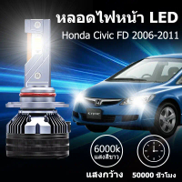 หลอดไฟหน้า LED ขั้วตรงรุ่น Honda Civic FD 2006 2011 แสงขาว 6000k มีพัดลมในตัว ราคาต่อ คู่