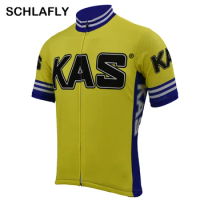 Man kas retro yellow cycling jersey team old style summer short sleeve bike wear jersey road jersey cycling clothing schlafly