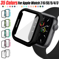 Glass+Cover For Apple Watch case 7 6 SE 5 4 3 Accessories Shell iWatch 45mm 41mm 44mm 40mm 42/38mm All-Covered Screen Protector