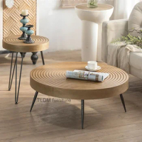 Japanese Solid Wood Round Coffee Tables Multifunctional Sofa Side Table Living Room Furniture Leisure Combination Coffee Tables