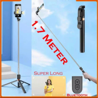 Gậy Chụp Ảnh Tự Sướng Không Dây, Smilee, dài 1,7 mét, Tripod monopod, Hỗ Trợ Bluetooth, Dễ Phối Đồ,