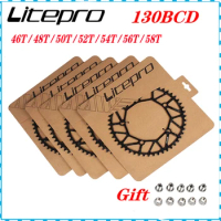 Litepro 130BCD 9 10 11 Speed Hollow CNC Alloy Single Disc Chainwheel Road Folding Bike Chain Wheel 48/50/52/54/56/58T Chainring