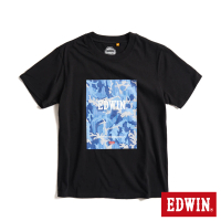 【EDWIN】男女裝 迷彩拼接LOGO短袖T恤(黑色)