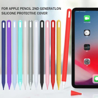 Colorful Soft Silicone Case Protective Sleeve Cover Anti-fall For Apple Pencil 2nd iPad Pro Tablet Touch Pens With 2 Nib Sleeves