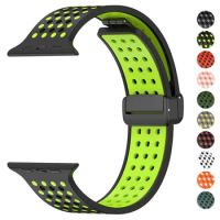 Breathable Magnetic Silicone Strap for Apple Watch Ultra 49mm 45mm 41mm 44mm 40mm 42mm Sport Band Bracelet for iWatch SE 8 7 6 5