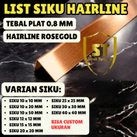 LIST SIKU HAIRLINE ROSEGOLD VARIAN TEBAL 0.8MM  PANJANG 3.050MM (3MTR) SIKU L STAINLESS 201