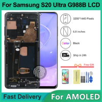 For AMOLED For Samsung S20 Ultra 4G LCD Display Touch Screen Digitizer Replacement for S20 Ultra 5G G988B/DS G988U Display