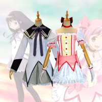 Anime Magical Girl Puella Magi Madoka Magica Akemi Homura Kaname Madoka Cosplay Costume Battle Suit Dress Skirt