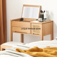 Nordic Vanity Table Multifunction Mini Mirror Ultra Small Flip Top Wood Desk Dividers Dressers Bedside Toaletka Hotel Furniture