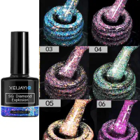 8ml Super Flash Diamond Nail Gel Polish 6 Colors Reflective UV/LED Gel Nail Soak Off Pink/Blue Semi Permanent Nail Art Varnish