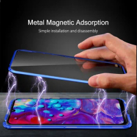 360 Screen Full Cover Oneplus 9 Pro Magnetic Metal Case For Oneplus 9 Pro 1+9 Case Shockproof Tempered Glass Oneplus9 Funda Capa