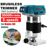 5 Speeds Brushless Motor Electric Hand Trimmer Cordless Wood Router Slotting Cutting for Makita 18V Battery
